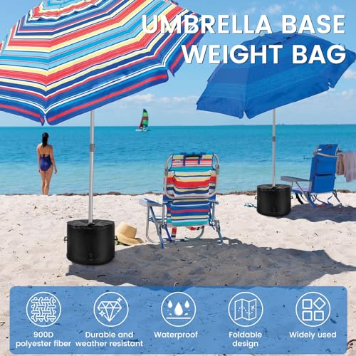 US Umbrella Base Weight Bag with Water Up to 100 lbs Umbrella Base Weight Water Bag with Handle Large Water Inlet Umbrella Weights 40L Round Water Umbrella Weight Bag for Outdoor Terrace Beach(40L)