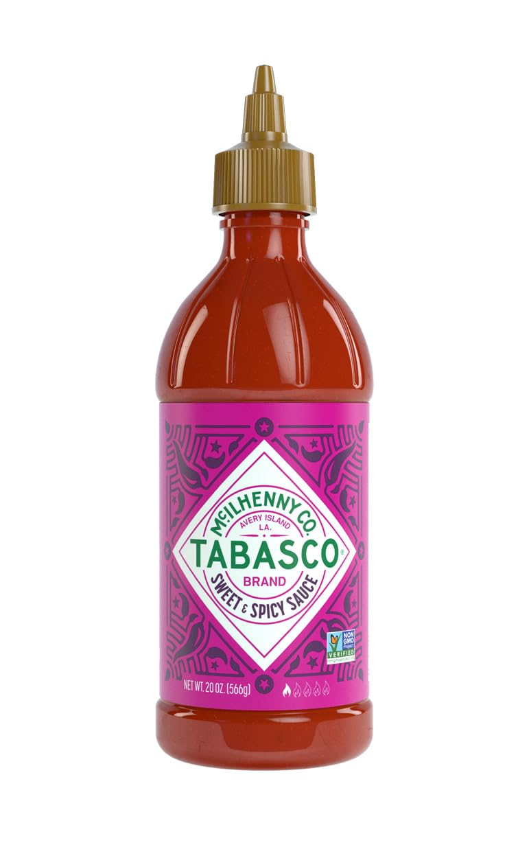 TABASCO Brand Sweet and Spicy Sauce, Mild Hot Sauce, Easy-to-Squeeze Bottle, Perfect Balance of Sweet & Heat, Versatile Flavor, Great on Fish Tacos, Salads, Asian Food & More, 20 Oz (Pack of 1)