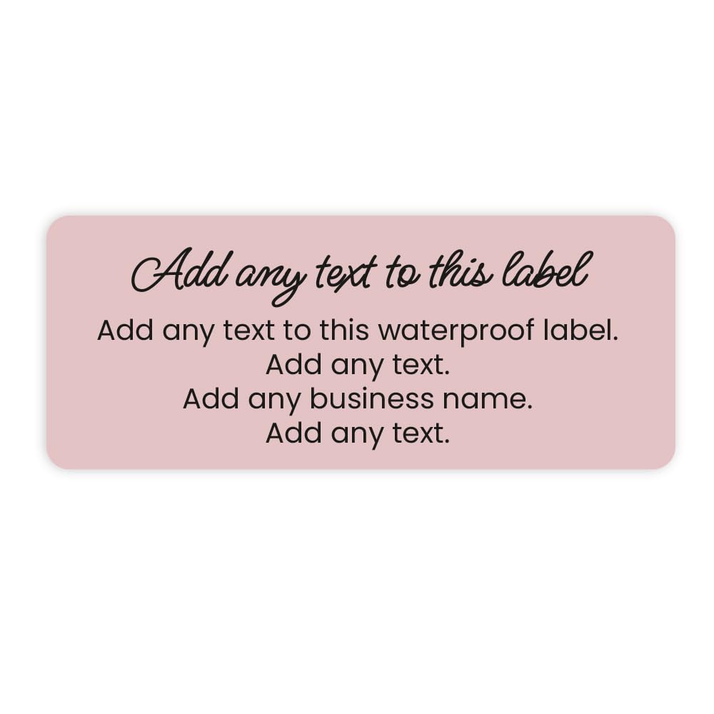 Blush Pink Colourblock Waterproof Labels - Add Any Text - Pack of 30