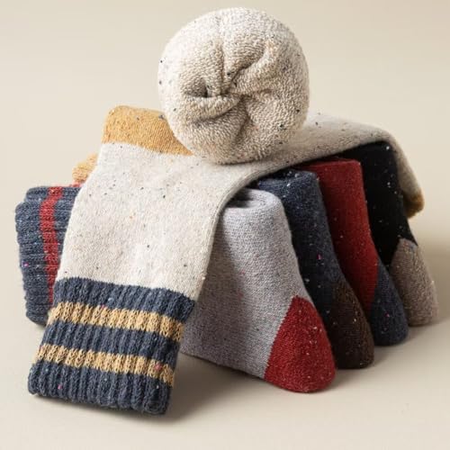Image of Yoicy Womens Super Thick Wool Socks - Soft Warm Comfort Casual Crew Winter Socks (Pack of 3-5), Multicolor