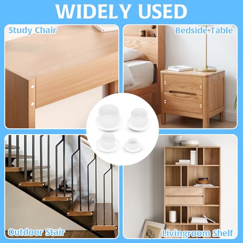 Image of 120Pcs 4Sizes Plastic Plugs for Round Holes, Round Plastic Plugs Insert Round Holes Plugs Knockout Locking Round Drill End Caps, Hole Plugs Plastic for Home Kitchen Cabinet Furniture Shelf