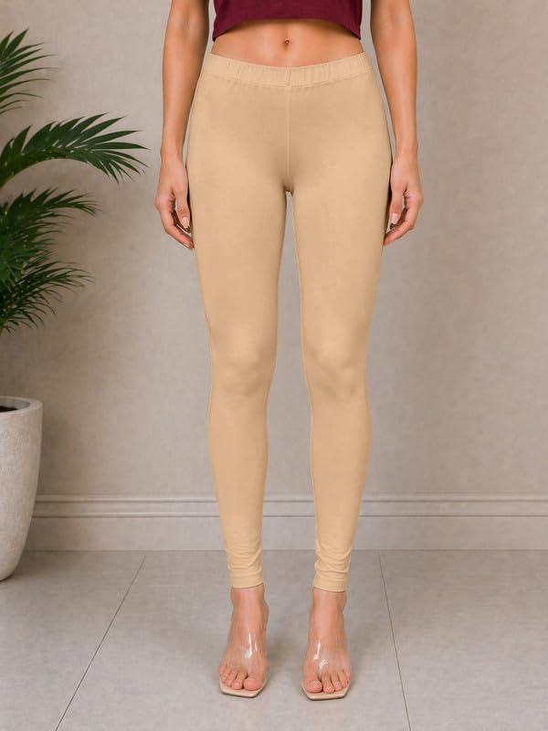 Image of TRENDMALLS Women's Microfiber Elastane Stretch Soft Churidar Length Leggings with Ultrasoft Waistband