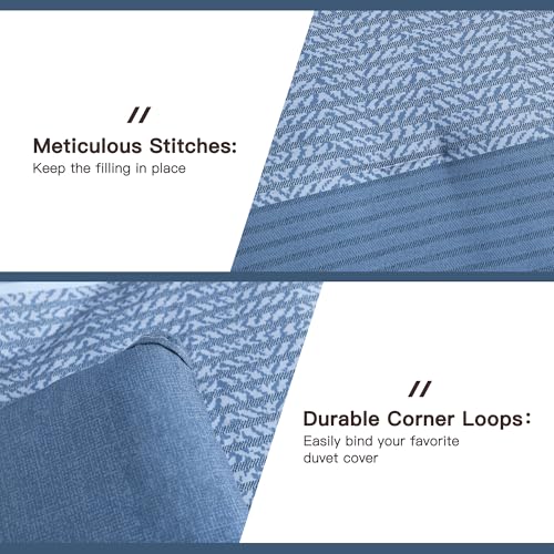 Litanika Comforter Set California King Size Sapphire Blue - 3 Pieces Lightweight Sapphire Blue White Colorblock Stripe Fluffy Bedding Comforter Sets, All Season Bed Set