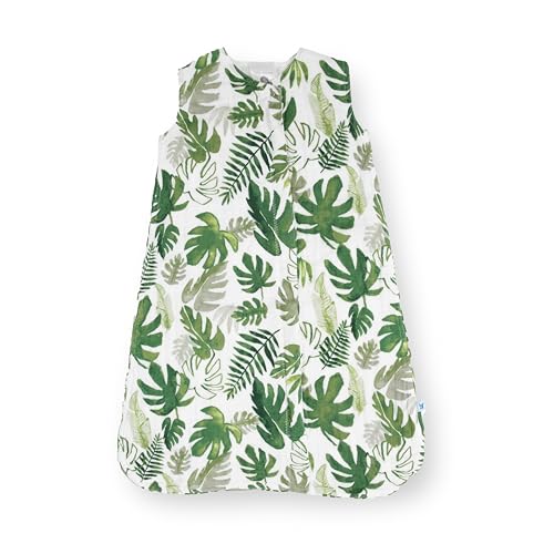 Image of Little Unicorn 6-12 Month Premium Muslin Sleep Sack 1.1 TOG | Soft & Breathable Muslin Cotton for safer sleep | 2 way zipper (Tropical Leaf)