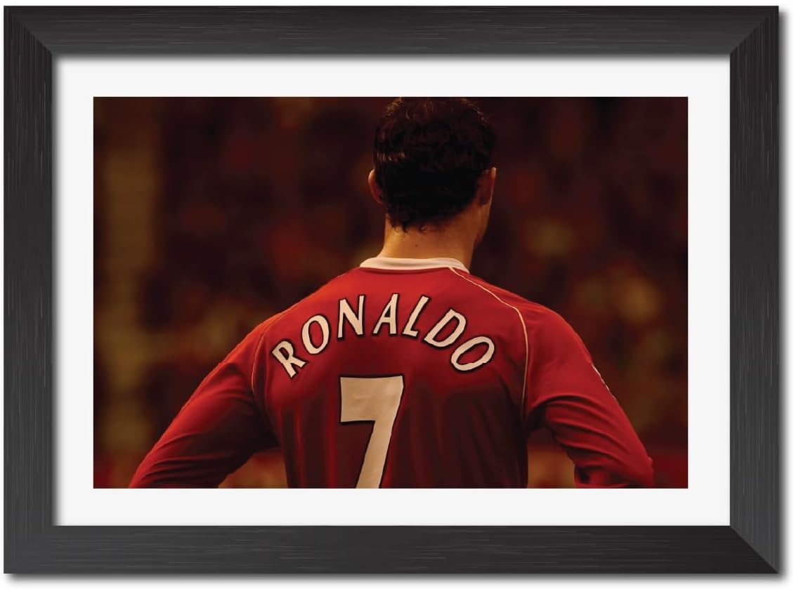 TenorArtsTenorArts Cristiano Ronaldo Manchester United Laminated Poster Framed Paintings with Matt Finish Black Frame (12 inches x 9inches) (CR7)