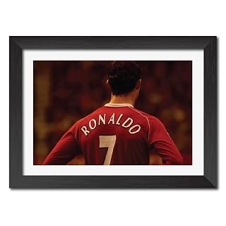 TenorArts Cristiano Ronaldo Manchester United Laminated Poster Framed Paintings with Matt Finish Black Frame (12 inches x 9inches) (CR7)
