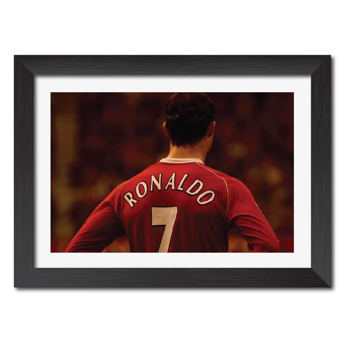 TenorArtsTenorArts Cristiano Ronaldo Manchester United Laminated Poster Framed Paintings with Matt Finish Black Frame (12 inches x 9inches) (CR7)