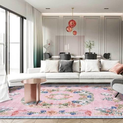 Tapis couronne de fleurs gris anti-poussière style vintage pour couloir et chambre