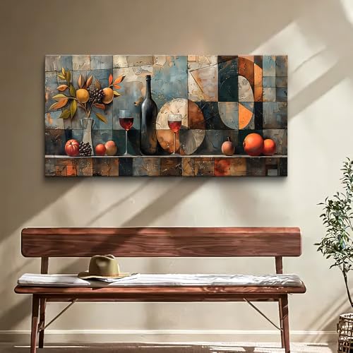 KELIYUAN Wall Art For Kitchen Wall Decor For Living Room Dining Room Decorations Wine Glass Wall Painting Still Life Abstract Pictures Artwork Ready To Hang bar Wall Posters Home Decor 20"x40"