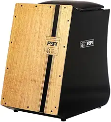 Cajon FSA Instrumento de Percussão Profissional Feito à Mão - Graves Profundos, Som de Caixa Nítido, Madeira Brasileira, Design Ergonômico de Inclinação LITE GB LTG-01 PRETO BK
