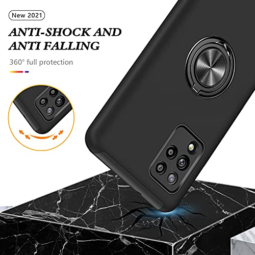 Image of Galaxy A42 5G Case for Samsung A42 Case Military Grade Shockproof Built-in Ring Holder Kickstand Car Mount Armor Heavy Duty Protective Case for Galaxy A42 Phone Case (Black)