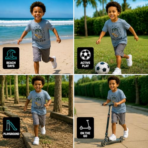 Image of Volcom Toddler Baby Boy Shorts Set - 2 Piece Short Sleeve Graphic Tees and Shorts Infant Toddler Little Boys Summer Outfits