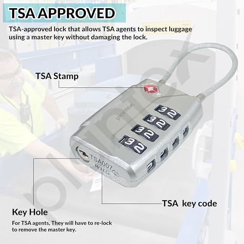 Image of Plantex 4-Digit Combination Padlock /TSA Metal Lock with String Shackle /Number Lock for Luggage /Travel Bag /Suitcase /Backpack /Lockers - Pack of 1 (Silver)