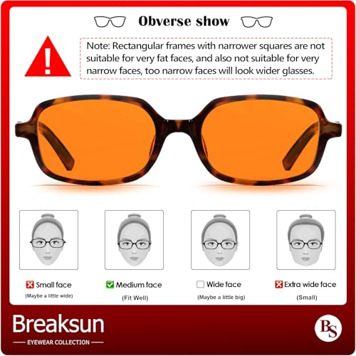 Image of Breaksun Retro Rectangle Glasses for Women Men Small Square Blue Light Blocking Glasses Vintage Eyeglasses