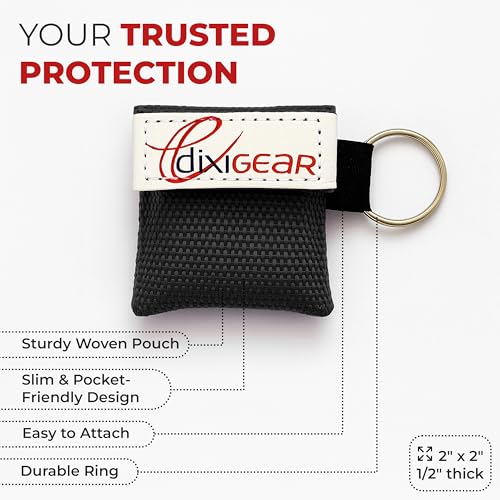 Image of Ever Ready First Aid CPR Mask for Pocket or Key Chain, CPR Emergency Face Shield with One-Way Valve Breathing Barrier for First Aid or AED Training, 5 Count - Black