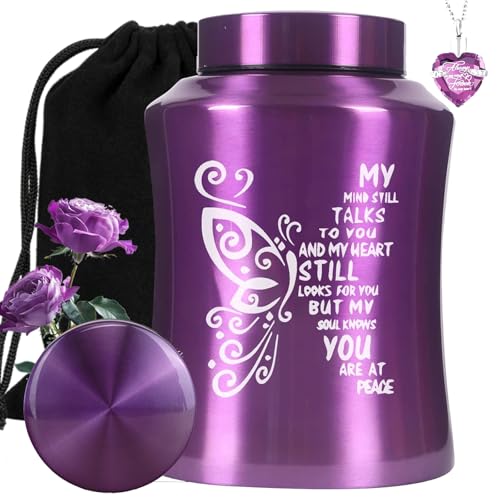 Urns for Ashes Adult Female, Butterfly Decorative Keepsake Urns Adult for Funeral Up to 140 LBS,Stainless Steel Cremation Case, Burial Urn for Human Ashes Mom,I Have a Guardian Angel