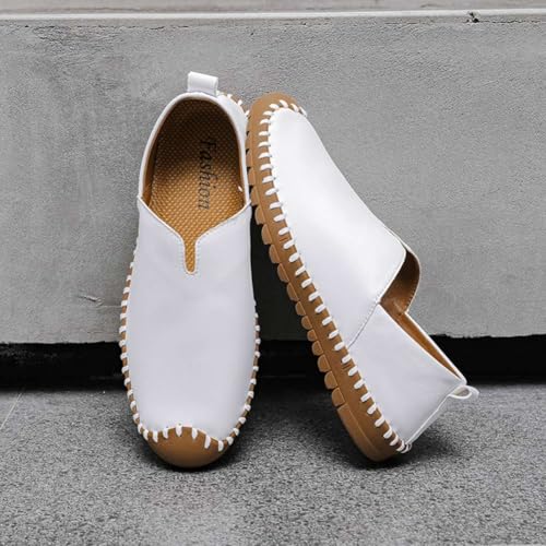Image of Men's Genuine Leather Loafer Shoes Slip On Soft Walking Driving Shoes