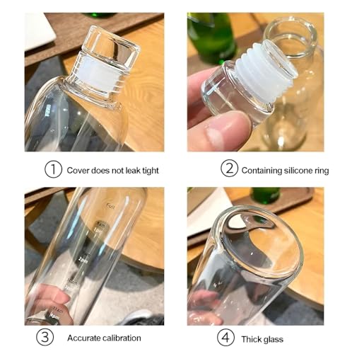Image of Borosilicate Glass Water Bottle 500ml - Leak Proof H2O Fridge Bottle with Airtight Cap & Time Marker | Reusable Office, School, Gym, Travel Water Bottle (Pack of 1, Multicolor)