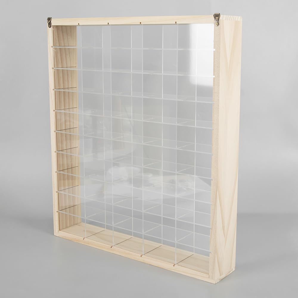 Wandvitrine aus Holz für Druckguss-Autos, Aufbewahrungsbox & Organizer für Sammlerstücke, Modellautos, Spielzeug – 50 Fächer, Wandbehang