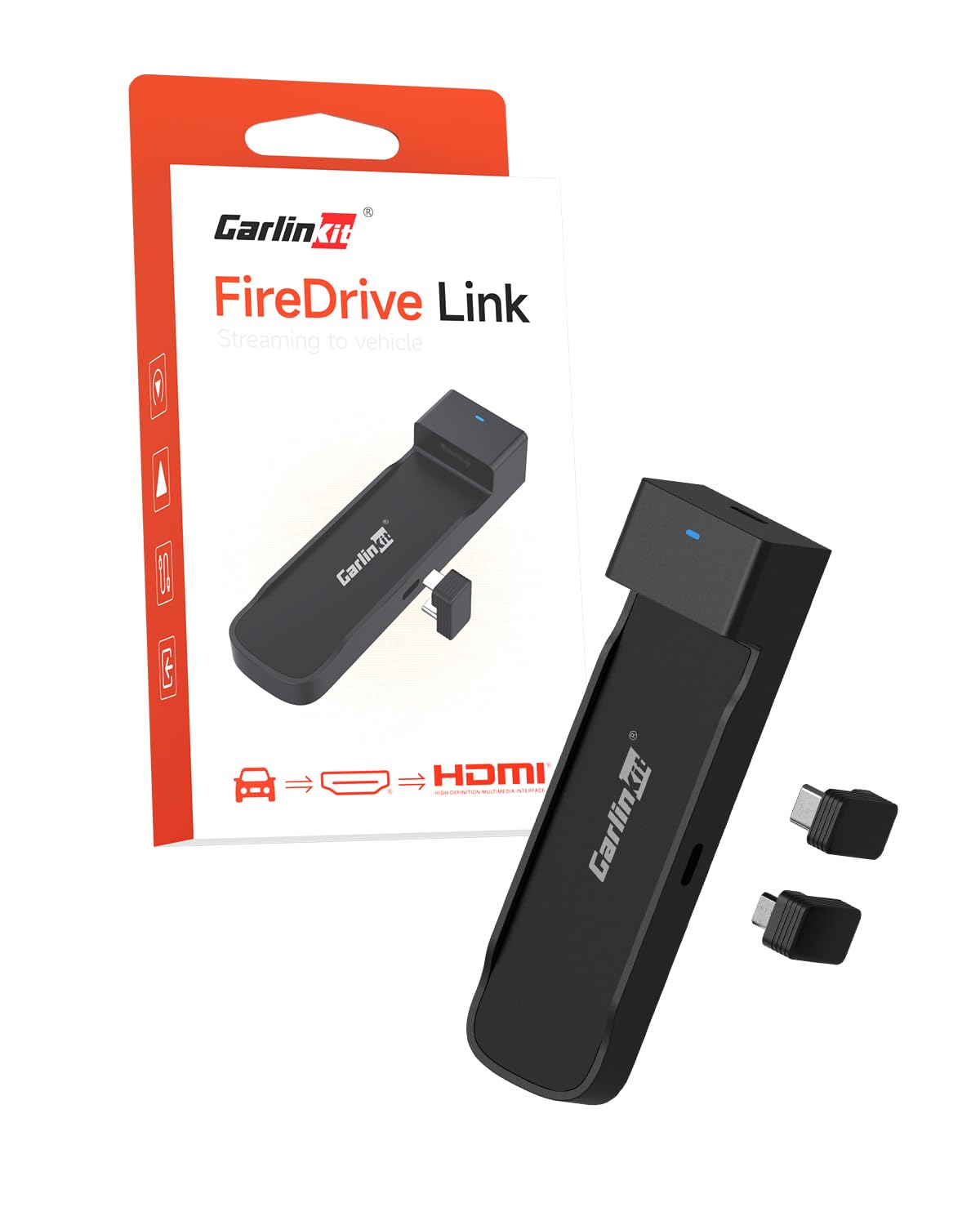 Carlinkit Car TV HDMI 2025 & FireDrive Link - Wired CarPlay to HDMI Converter for Fire TV Stick, HD Car Adapter for Video/Gaming Streaming, Plug & Play, Compatible Devices