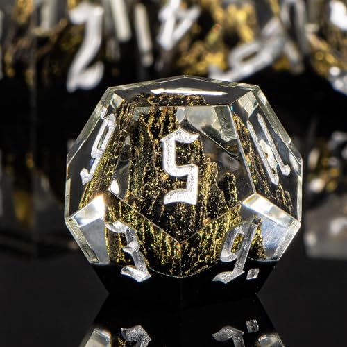 KERWELLSI DND Dice Set D&D, 7pcs Sharp Edge Resin D and D Dice with Gift Box, Nature Mountain Dungeon Dragon Role Playing Dice D20 D12 D10 D8 D6 D4 - Image 5
