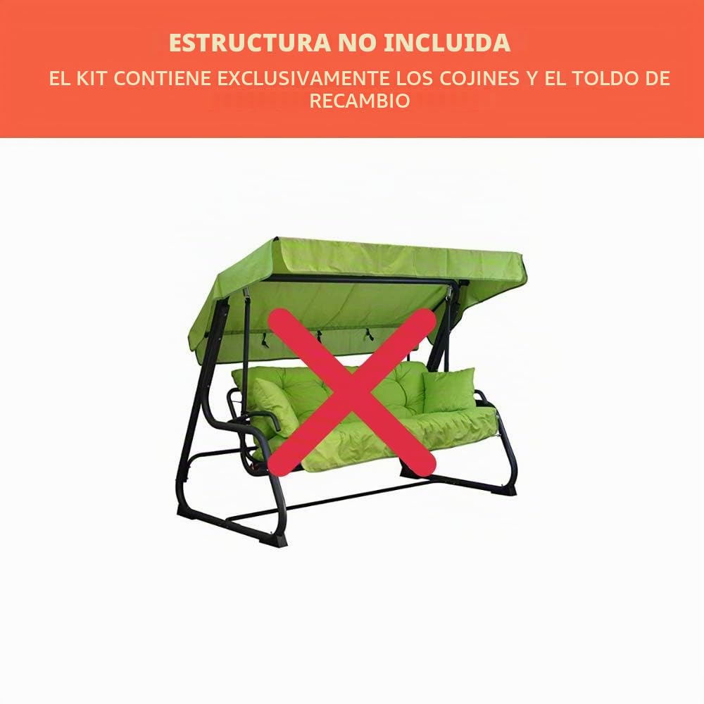 TECNOWEB Cojines para balancín de 3 plazas - Estructura no està incluìda - Ideal para Exteriores (Jardines y Patios)