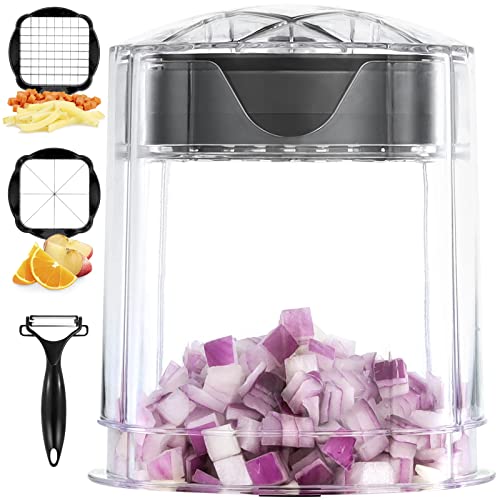 French Fry Cutter, Onion Chopper Dishwasher Safe Vegetable Chopper, Food Chopper Dicer for Kitchen, Potato Fry Cutter with 3/8 Inch Stainless Steel Fry Blade