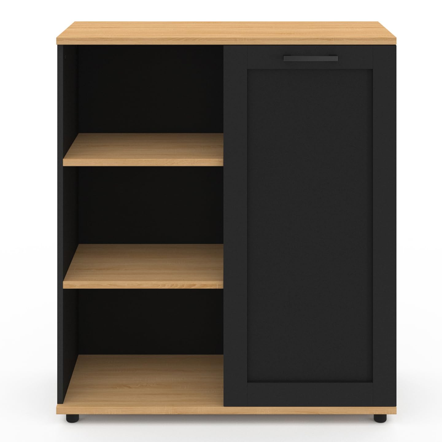 Mueble Entrada Aparador TOMI De 100 Cm - 3 Puertas Y 1 Cajón, Color Blanco Y Madera, Para Comedor O Cocina Aparador Almacenamiento Vajilla Libros