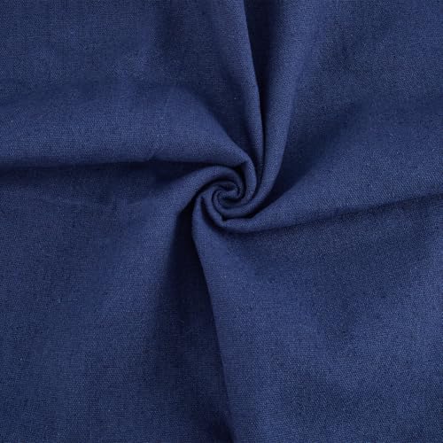 CABODYALS Tela de Lino Y Algodón Azul Oscuro de 150cm para Costura, Tapicería, Bordado, Acolchado, Drapeado, Bolsos, Vestidos, Pantalones, Manualidades.