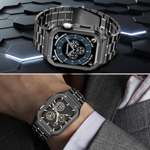 Image of MioHHR Stainless Steel Band with Case for Apple Watch Bands Series 11 /10