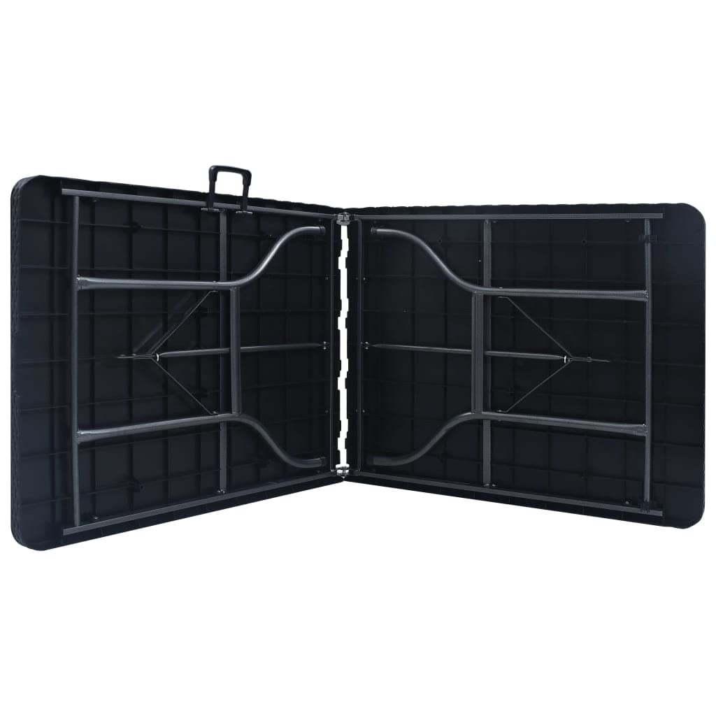 Tavolo da giardino pieghevole, nero, 180 x 75 x 72 cm, HDPE, effetto rattan, resistente alle intemperie, stabile, leggero, con maniglia per il trasporto, ideale per balcone, terrazza, esterni