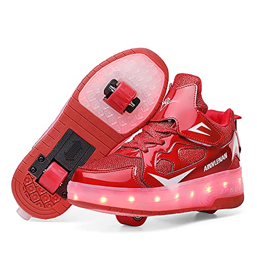 Churlin Enfants USB Rechargeable Clignotante Chaussures à roulettes LED Colorés Rouleau Gymnastique Sneakers Basket pour Garçon Fille Anniversaire Noël Cover