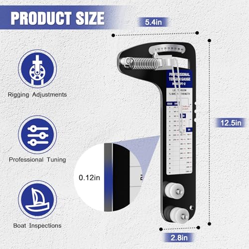 Hazztoll Sailboat Rigging Tension Gauge- PT-2 Professional Hands-Free Force Gauge, Wire Rope Standing Rigging for 3/16, 7/32, and 1/4 in Cable Diameter, 2000 lbs by Hazztoll - Image 5