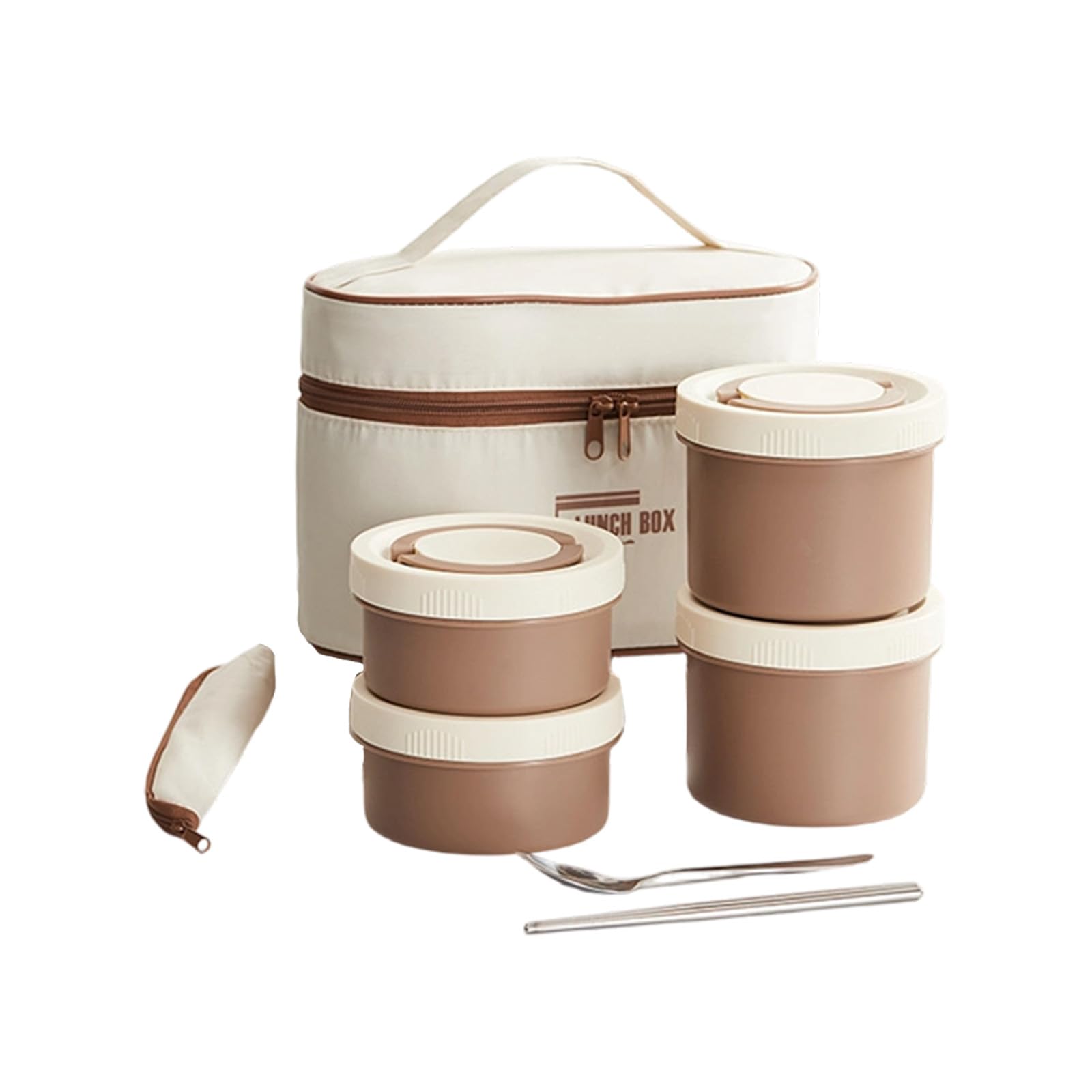 jiingekk 4 Piece Rustless Warm Mealbox Set Impermeable Compartments Insulated Transporting Bag for Adults School Large Capacity Insulated Box