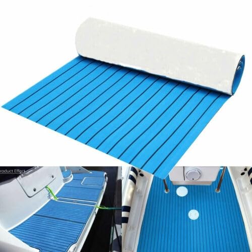 wanwanper Eva Foam Floor Covering, Eva Foam Teak Boat Floor Covering Carpet, Non-Slip Mat Self-Adhesive Marine Mat for Boat Decks, Motorhomes, Yachts, Floating Docks, 240x90cm, Blue