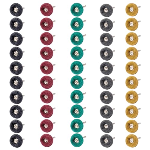 Shineboc 50 Pièces Meules à Polir Kit, 25mm Accessoires Dremel Polissage Abrasif Grain 80/150/240/400/600 Pour Outils Rotatifs Dremel Pour Polir Bijoux Bois