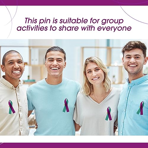 Image of Misdary 200 pcs Suicide Prevention Awareness Ribbon Satin Purple Teal Ribbon Pins Sexual Assault Awareness Safety Pin