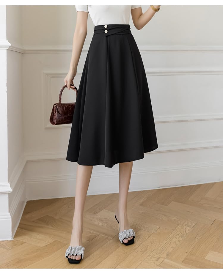 a high-Waisted French Retro A-line mid-Length Skirt for Ladies, Suitable for Daily Commuting2