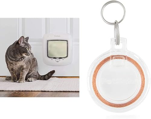PetSafe Puerta de gato con microchip, puerta exterior o interior para mascotas y llavero de puerta de gato con microchip, entrada exclusiva para