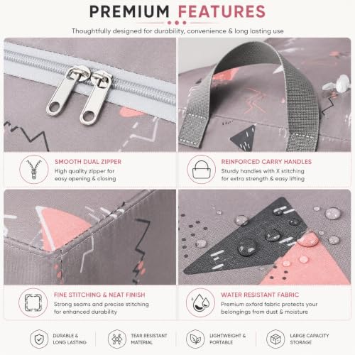 Image of Zollyss Foldable Storage Bag for Clothes & Blankets, 58 x 40 x 23 cm | Large Capacity Oxford Fabric Organizer with Handles & Zipper