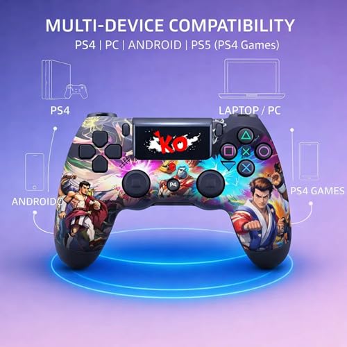 Image of Maizic Smarthome Funetic Fighting Game Themed Wireless Bluetooth P4 Controller | Dual Vibration, Turbo | Type-C Fast Charging, 10Hr Battery | Compatible with PS4 /Pro /Slim, PC & Smartphones