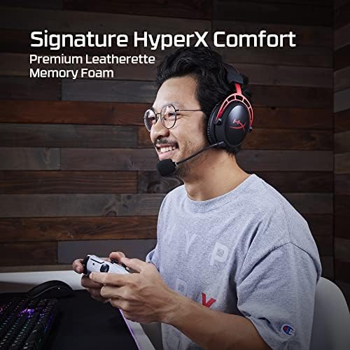 HyperX Cloud Alpha Wireless - Gaming Headset for PC, 300-hour battery life, DTS Headphone:X Spatial Audio, Memory foam, Dual Chamber Drivers, Noise-canceling mic, Durable aluminum frame,Red - 4