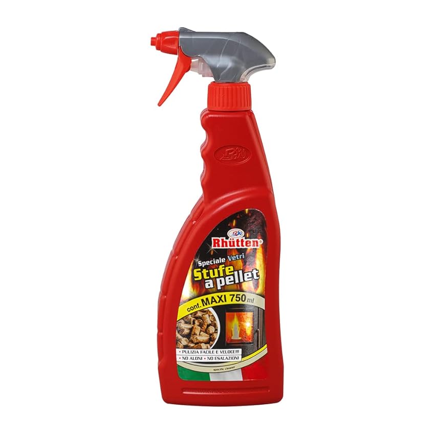 Speciale Vetri Stufe a Pellet, Pulitore per il Vetro Interno di Stufe e Camini a Pellet, Schiumoso, 750ml