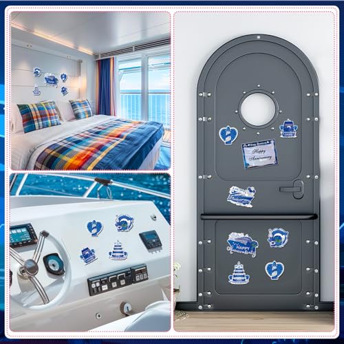 Imanes Decorativos Happy Anniversary Azul Plata miniatura 5