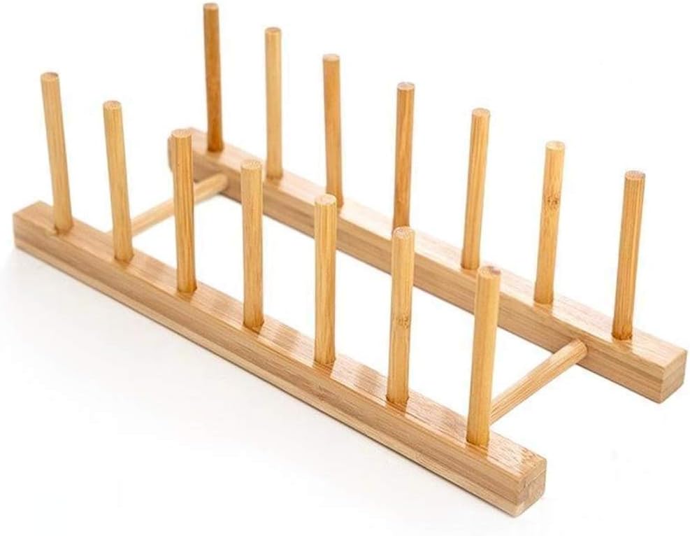 Bamboo Dish Drying Rack, Plate Rack Holder, Kitchen Organizer for Dish/Cup/Plate/Book/CD...