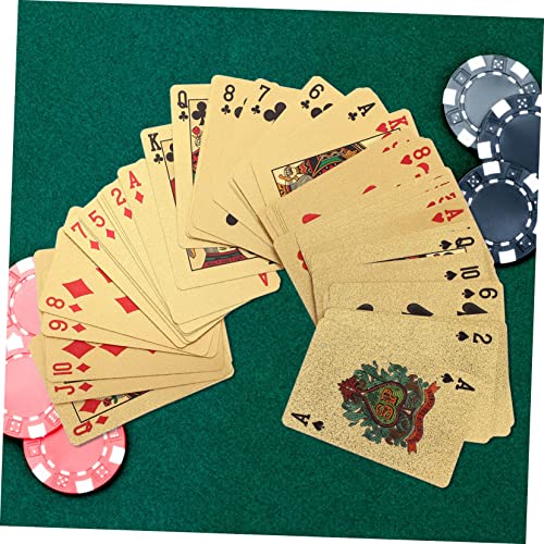ibasenice 3stücke Goldene PVC Pokerkarten Wasserdichtes Langlebiges Kartenspiel Für Partys Und Für Bridge Poker Und Spieleabende Karten – Bild 3