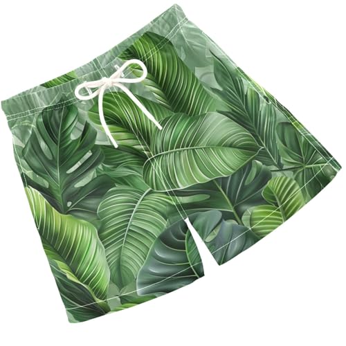 Pigsaly Boys Swim Trunks Green Leaves Boys Board Shorts Swimsuit Swimwear Summer Bathing Suit 2T