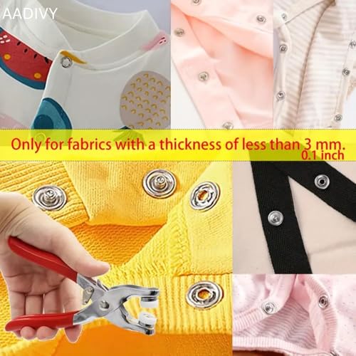Image of AAMATY Round Head Snap Button Fastener Set with Pliers Tool (100 Sets) - Metal Press Studs for Clothes, Leather, Bags, DIY Craft - Stainless Steel Fasteners with Storage Box (Silver)