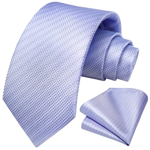 Image of HISDERN Ties for Men Solid Tie Handkerchief Set Classic Woven Silk Business Polka Dot Mens Ties Necktie Wedding Party