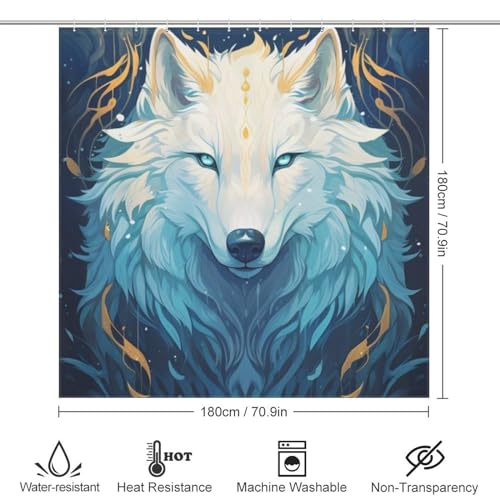 Rideau de douche loup en tissu imperméable 183x183 cm - 4